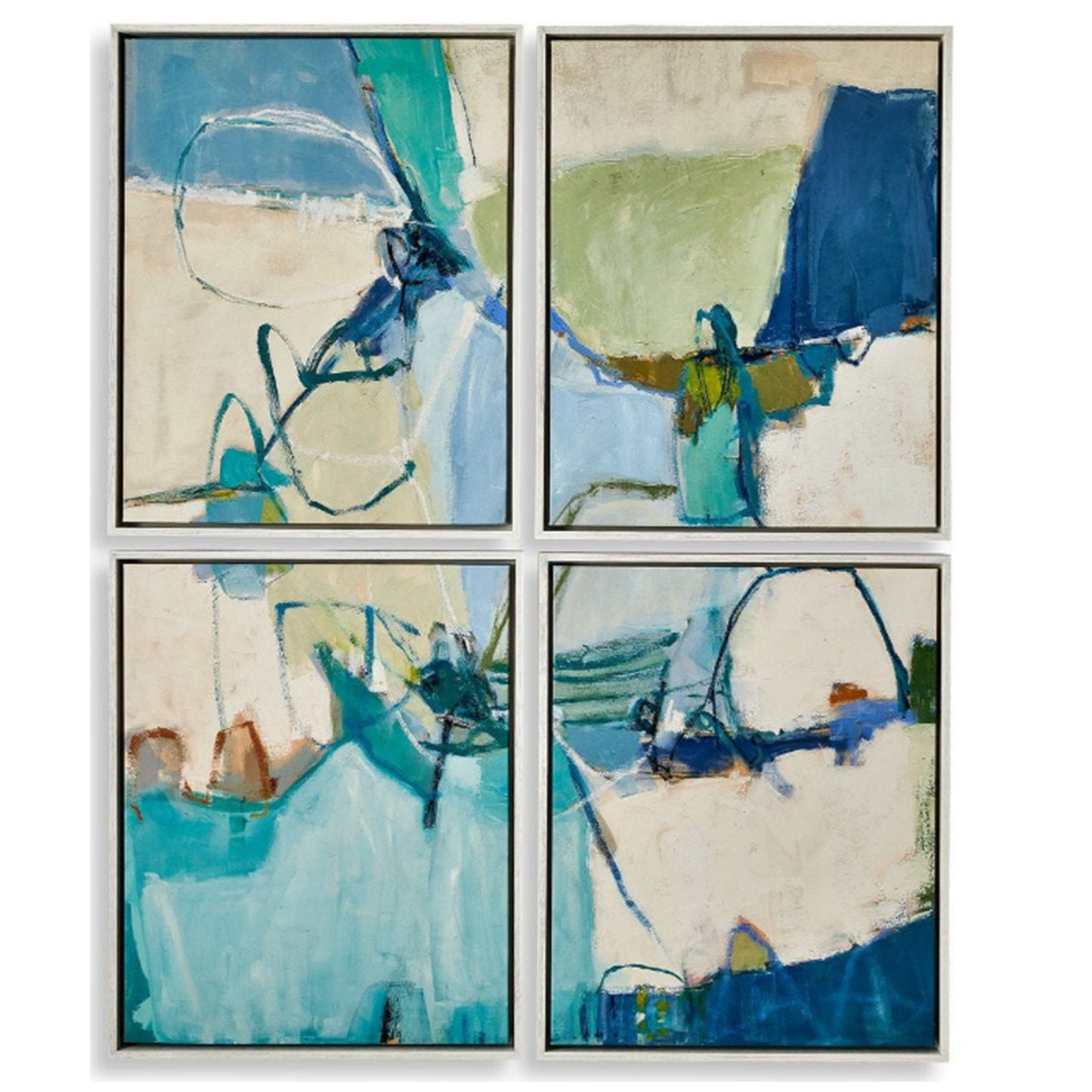 Cool Outlook Framed Canvases, S/4