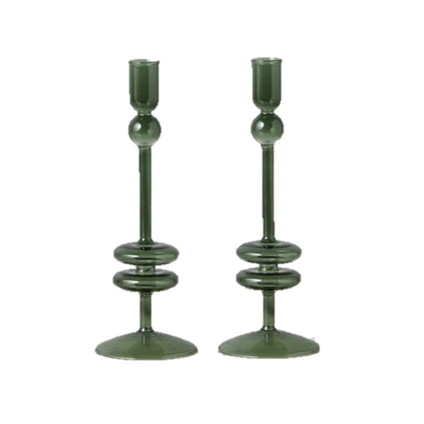 Glass Candlestick Pair