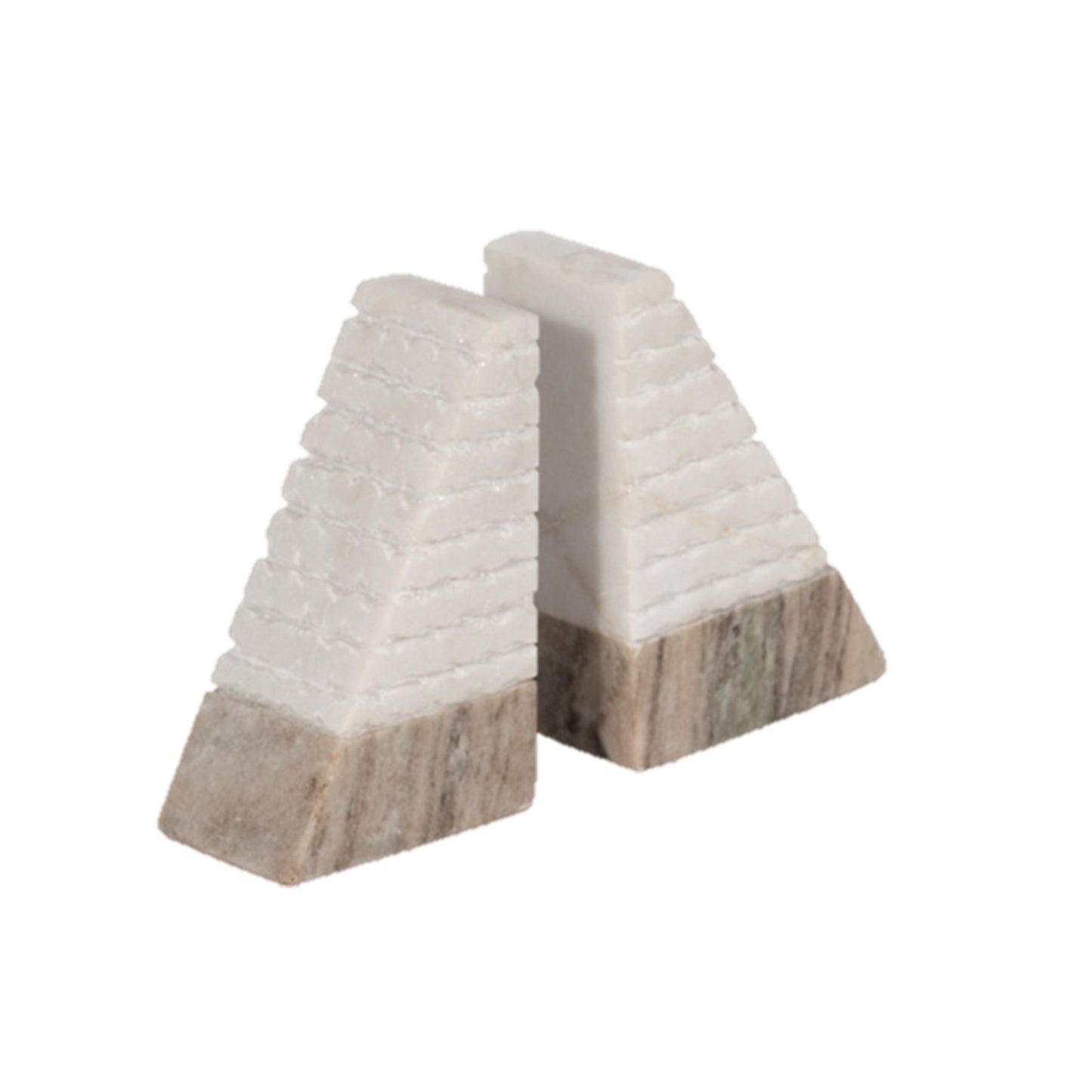 Marble Pyramid Bookends, White/Onyx