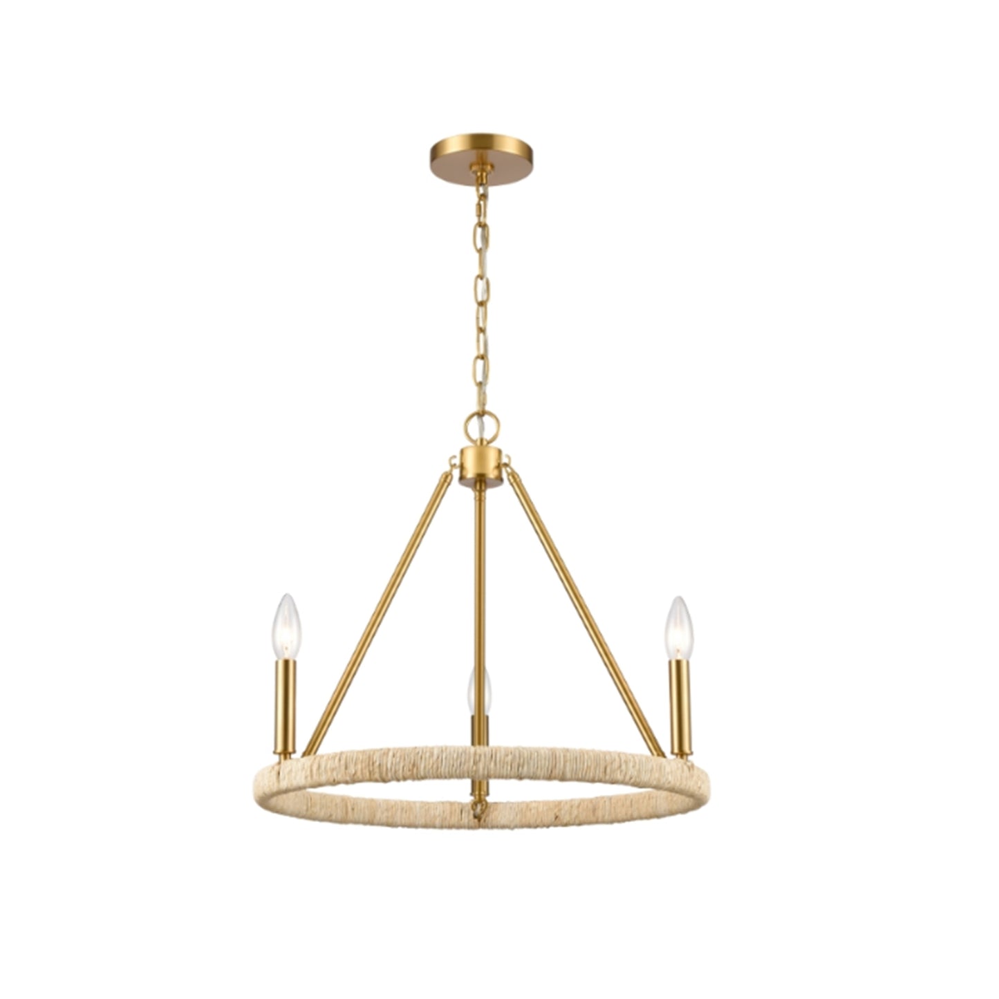 Abaca 20" Wide 3-Light Chandelier - Brushed Gold