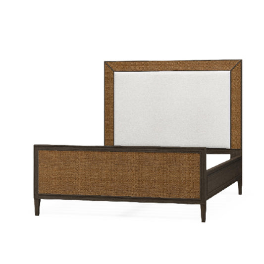 Belgravia Upholstered Bed w/ Rattan (Queen)