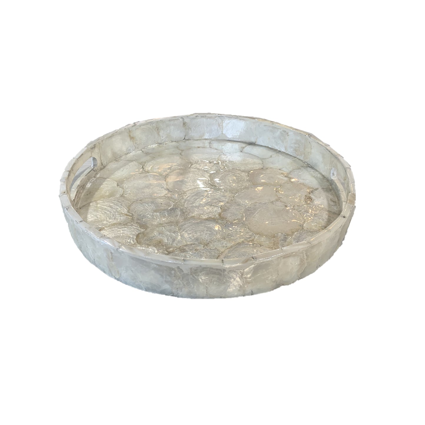 Capiz Shell Round Gallery Tray