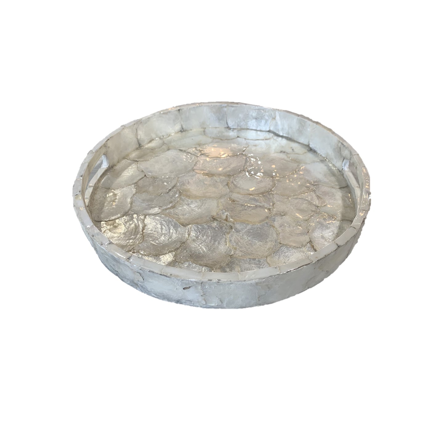 Capiz Shell Round Gallery Tray