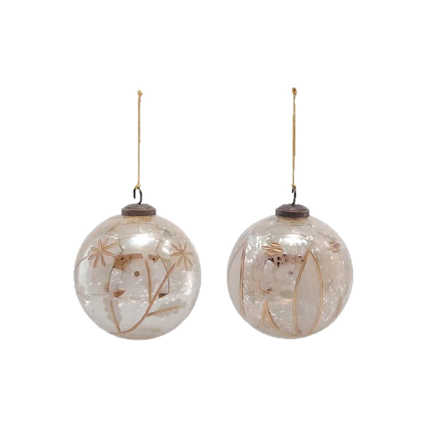 Etched Mercury Glass Ball Ornament