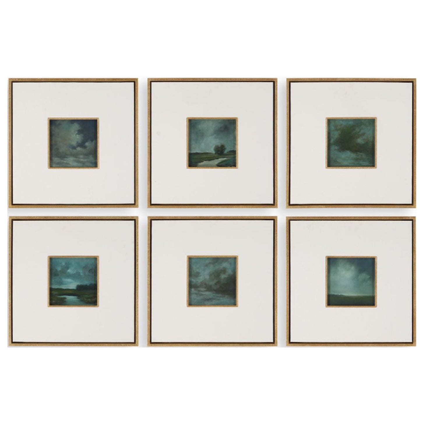 Evening Cumulation Framed Canvases S/6
