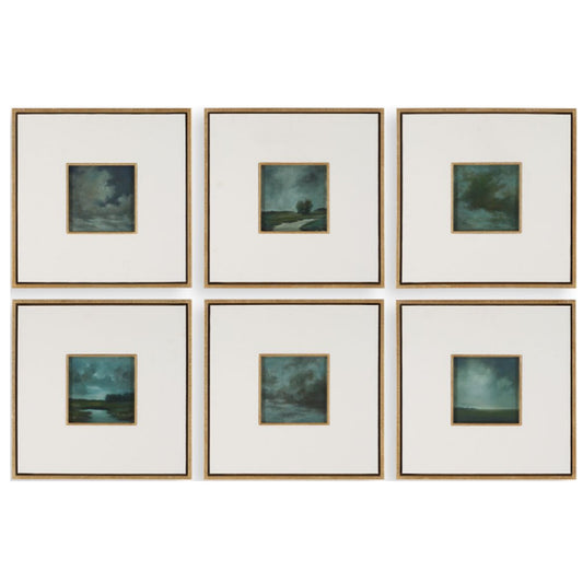 Evening Cumulation Framed Canvases S/6