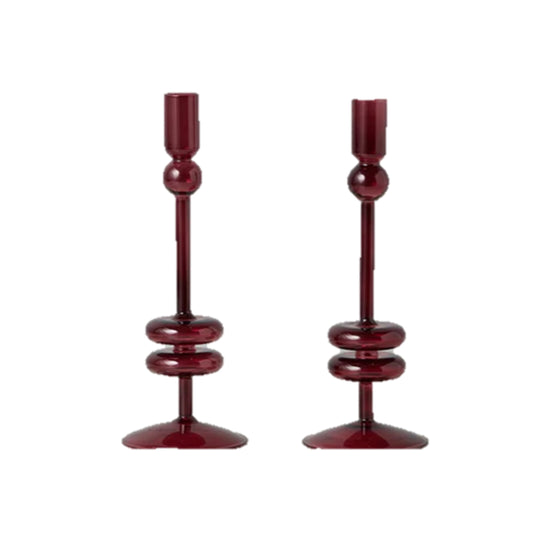 Glass Candlestick Pair