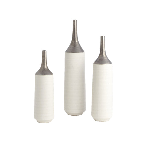 Two Toned Vase - Silver/White
