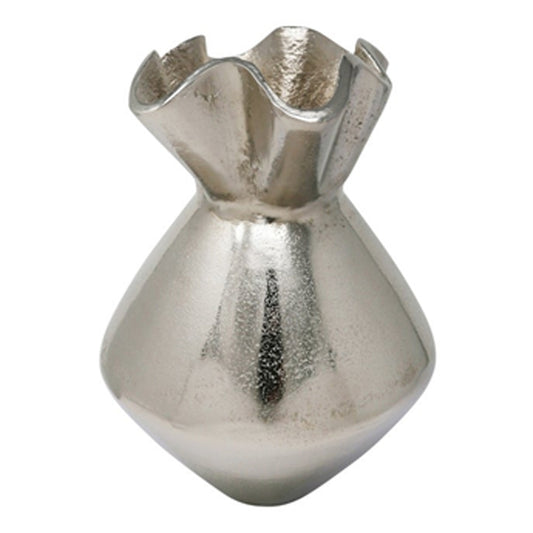 Ruffled Top Aluminum Vase
